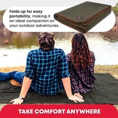 Military Wool Blanket 95% Wool Washable Perfect Outdoors Picnics Travel Car