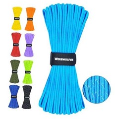 Reflective Paracord Rope 7 Strand Type III Parachute Cord 4mm 100FT Lake Blue