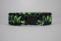 550 Paracord Survival Bracelet Cobra Black/Aquatica «Made in the USA»