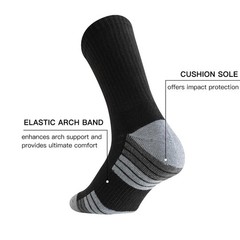 JOYNÉE 8 Pair Mens Thick Cushioned Athletic Crew Socks Large, Black (8 Pairs)