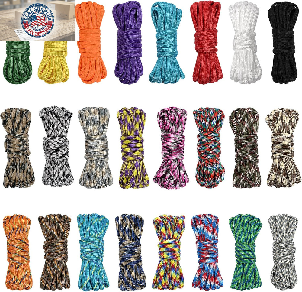 24 Colors Paracord Cord Multifunction Paracord Ropes 550Lb Survival Paracord Ran