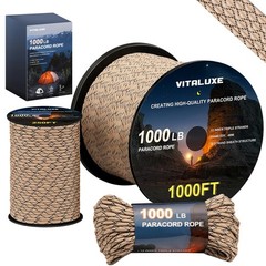 VITALUXE 1000lb Paracord Rope, 4mm 12 Triple Strands 100ft, desert camo