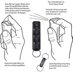 Pepper Spray Gel—Police Strength—Flip-Top & Finger Grip—Quick Release Black