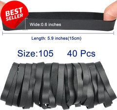 40pc #105 Black Rubber Bands 5.12×0.6 Heavy Duty Wide – US