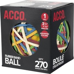 Acco Brand 72155 Rubber Band Ball, Approximately 270 3 1/4 In, Assorted