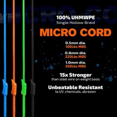 1mm UHMWPE Micro Cord Rope 100ft, 350lb Durable Twine for Tarps & Survival