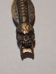 Vintage Brass Gothic Skull Magnesium Flint Fire Starter Dagger