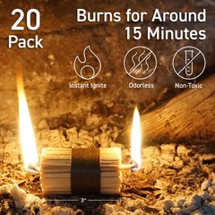County Tools Indoor or Outdoor Fire Starter Sticks 20-Pack with Box