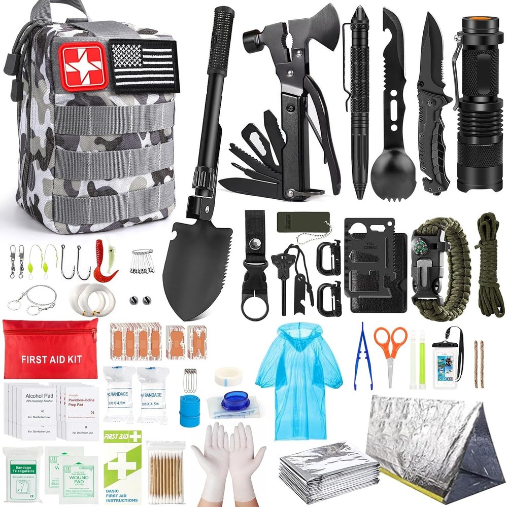 Survival Kit, 251 Pcs Survival Gear First Aid Kit with Molle System Compatibl…