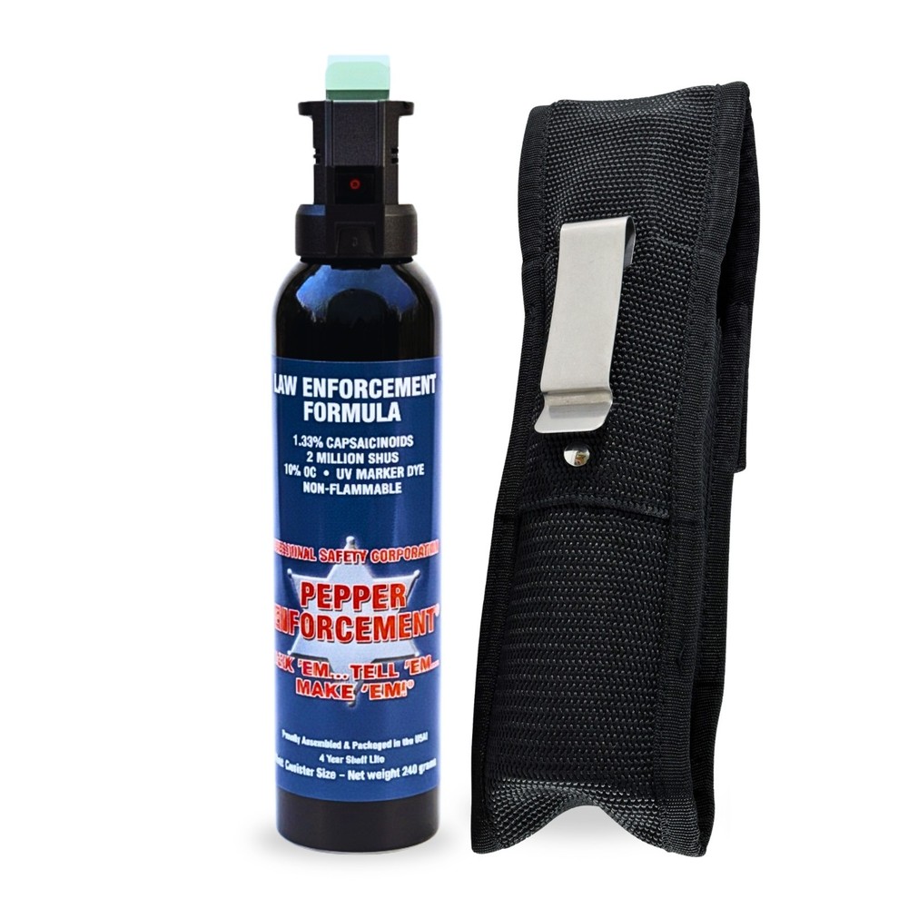 Pepper Enforcement 9 oz. Splatter Stream Pepper Spray with Belt Clip Holster