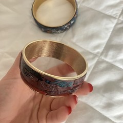Lot of 2 Bangle bracelets Handmade Pink Red Made In The U.SA Art deco