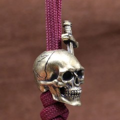 Sword Skull Head Brass Knife Bead Punk EDC DIY Paracord Woven Bracelets Lanyard