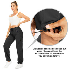 Womens Hiking Pants Sun Protection Quick Dry UPF 50 X-Small Tall, Black