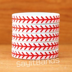 Set of BASEBALL Thread Silicone Wristbands – Wholesale Wrist Band Bracelet Lot