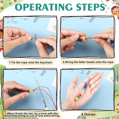 24 Sets Back to School Keychain Making Kit DIY Key Chain Crafts Include Letter B