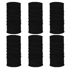 6pcs Magic Headband Face Mask Head Wrap Elastic Bandana 50*25cm, Black