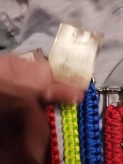 4 MILTECH PARACORD BRACELET. RED, BLUE, NEON. 1XL, 1 LARGE, 1 MEDIUM, 1 SMALL