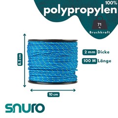 Polypropylene Rope 2mm, 100M, Blue with Yellow and Green Very Thin Lightweight, Vie…