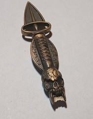 Vintage Brass Gothic Skull Magnesium Flint Fire Starter Dagger