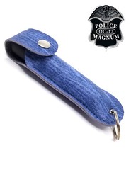 .75oz Police Magnum Blue Denim Self Defense pepper spray keychain Clip holster