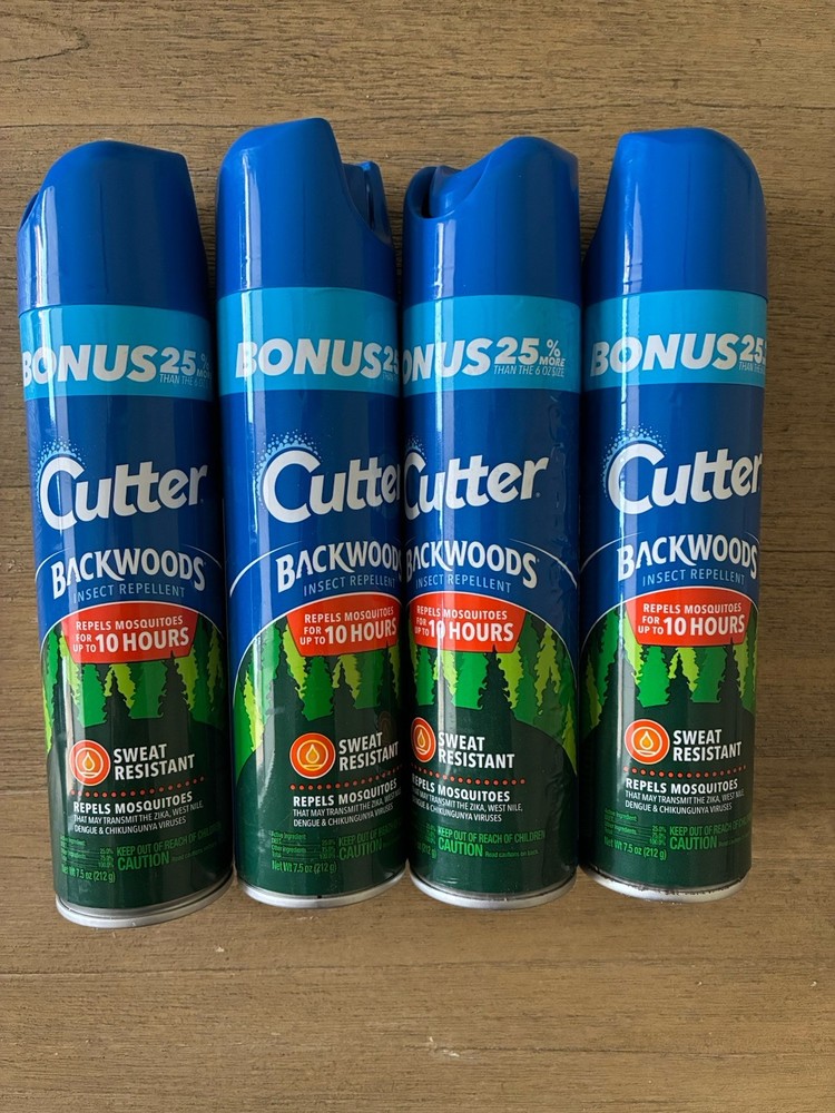 4 Cutter Backwoods Insect Repellent 4 Pack Sweat-Resistant XL 7.5 Oz Size NEW