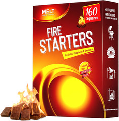 Fire Starter Squares, 160 Pcs – Charcoal Fire Starters for Campfires, Grill, Out