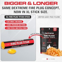 Fire Plug Titan – Survival Fire Starting Tinder, Fire Plugs XL, Best 1 Stick