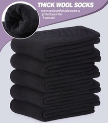 DYW Merino Wool Hiking Socks for Women Men Thermal Warm Winter Medium, Black