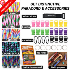 WEREWOLVES 550 Paracord Kits, 5 Colors, 4mm, 100FT each color, Multicolor