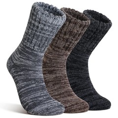 AMENLAN Merino Wool Boot Socks Thermal Winter Ski Medium, Black Gray Brown