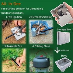 Survival Fire Starter Kit – Ferro Rod & Magnesium Fire Starter Compact Solo Stov