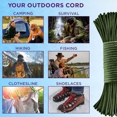 Paracord Type III 550 Mixed Camo – 50 ft – 4mm – Tactical Rope MIL-SPEC –
