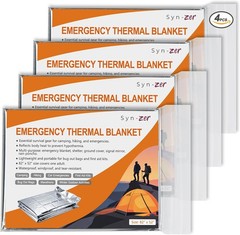 Emergency Mylar Thermal Blankets 4 Pack 82x52inch Heat Retention Survival Gear
