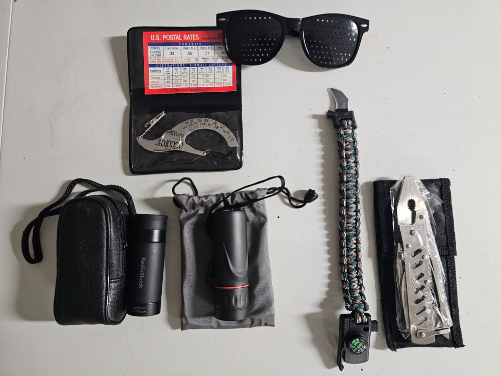 Survival Kit Lot ⭐ Paracord Bracelet ⭐ Stenopeic Sunglasses ⭐ Range Finder +