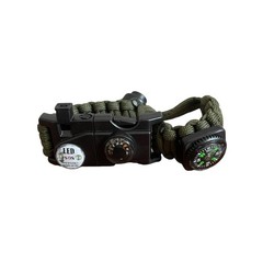 SOS LED Paracord Survival Bracelet Compass Thermometer Nylon Good Condition