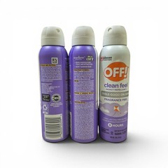 Lot of 3 OFF Clean Feel Insect Repellent 8-hour Protection Scent-Free 5oz ea