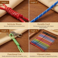 Paracord Keychain Paracord Bag Charm 12pcs Braided Nylon Rope Keychain Cord for