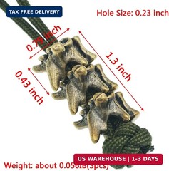 Retro Brass Vertebra Paracord Beads,Antique EDC Charms Pendant for Knife Lanyard