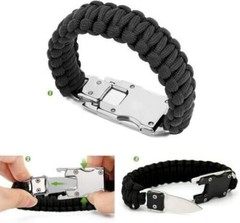 Black Tactical Knife Bracelet Wilderness Survival Self-Protection Portable Gear