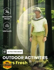 HENNCHEE Mosquito Suit Small/Medium Green 2 Sets Jacket