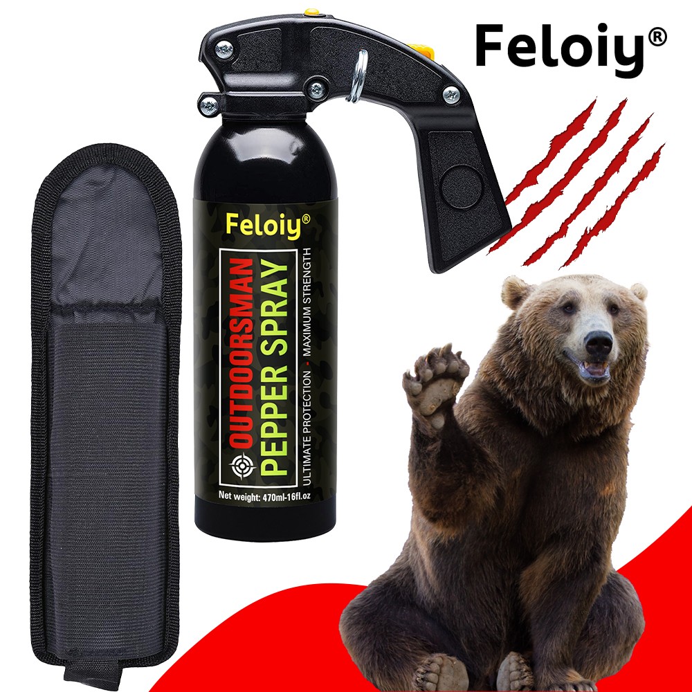 Feloiy Bear Spray 16oz w/ Holster Powerful Stream Strongest Legal Formula