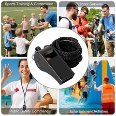 24 Pack 120dB Loud Referee Whistles with Lanyards – Heavy-Duty Black Sport