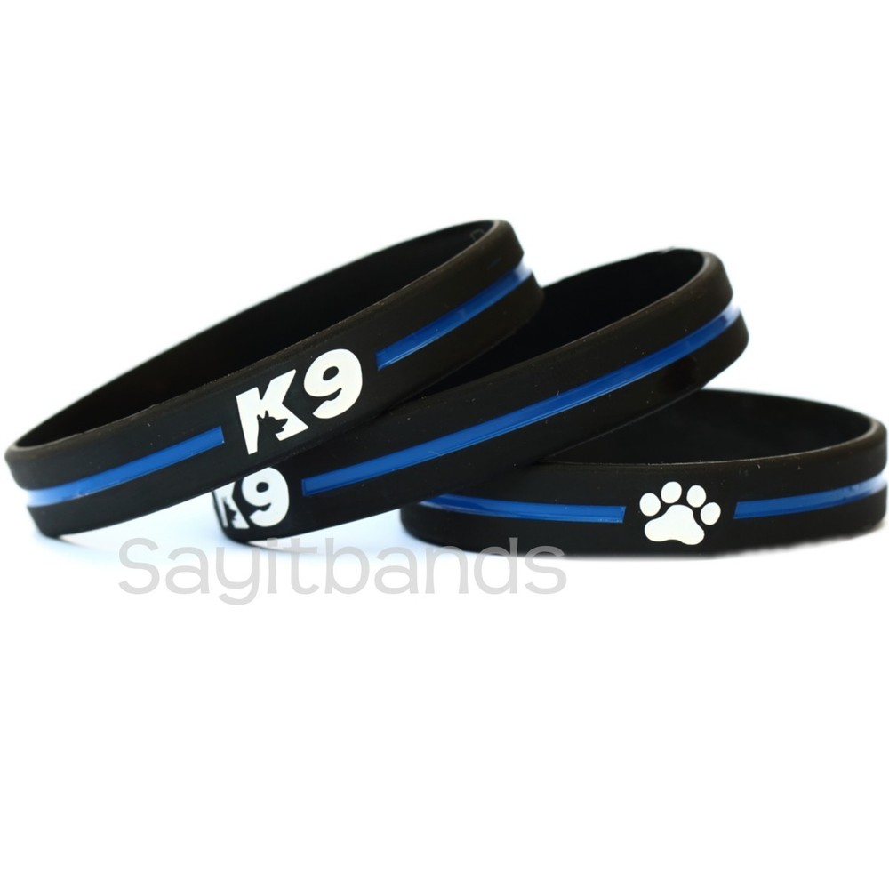Set of Child 7 Inch K9 Wristbands – Thin Blue Line Canine Police Bracelet Lot