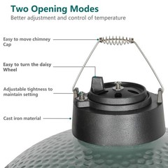 Cast Iron Chimney Cap Daisy Wheel with Large&Medium Big Green Egg,Dual Functi…