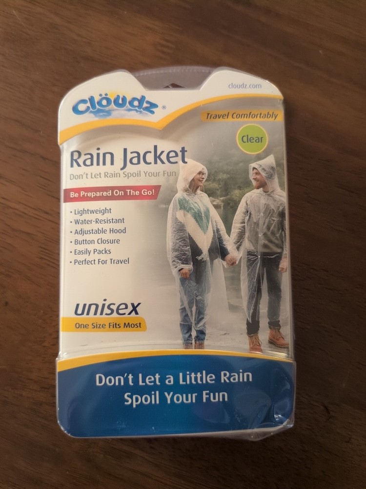 Cloudz Clear Rain Jacket Unisex Men’s Women’s One Size Fits Most