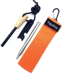 Fire Starter 3/8″ Thick Ferro Rod w/Striker/Telescopic Blow Pipe/Storage Bag