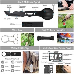 GPUSFAK Emergency Survival Kit and First Aid Kit, Camping Black