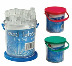 24 Pc Plastic Gold Vials In A Pail – Gems-Beads-Nuggets,Pills,Survival,Bead Tub