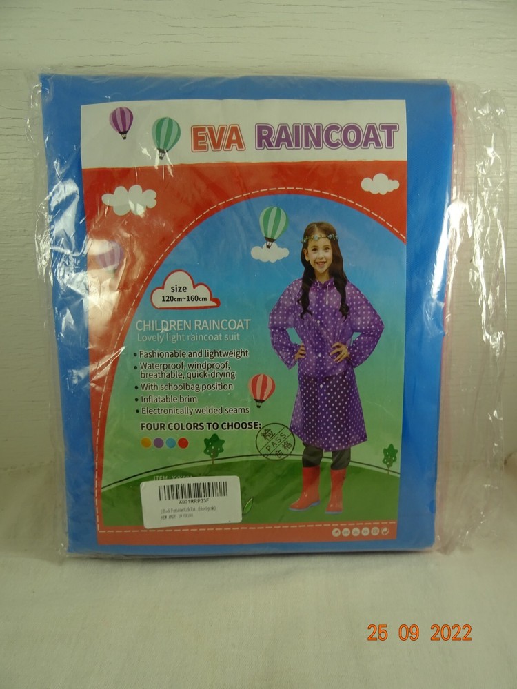 Raincoat Hooded Drawstring 2 pack OSFM Youth size 120cm-160cm Blue & Pink NEW