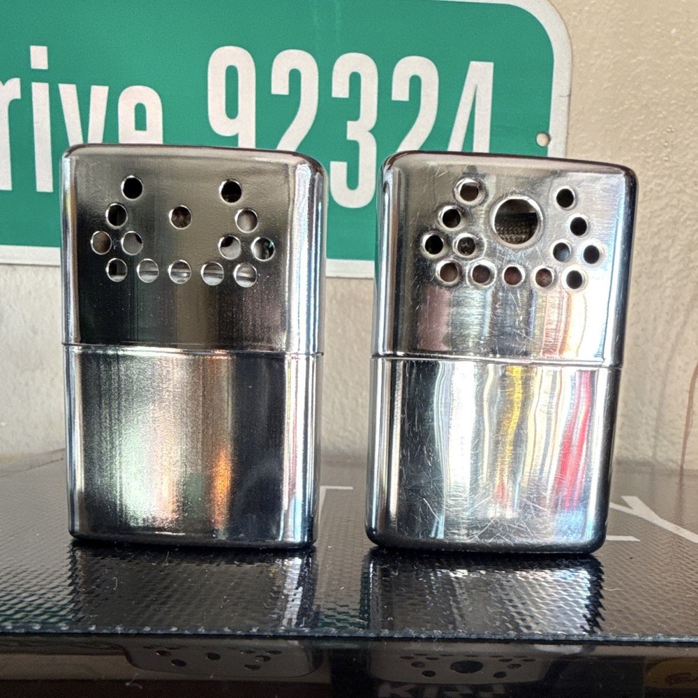 Jon-E / Orbex Vintage Catalytic Hand Warmers 2-Pack Silver Metal.